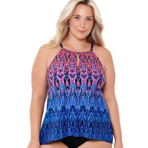 Miraclesuit Vesuvio Peephole Tankini Top 18W NWT